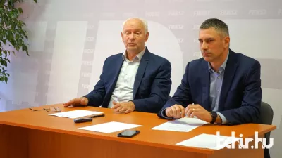 Herczeg Tamás, a Fidesz választókerületi elnöke és Szegedi Balázs, a Fidesz Békéscsabai Szervezetének elnöke. Fotó: behir.hu